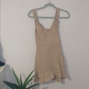 Asymmetrical Tan Dress